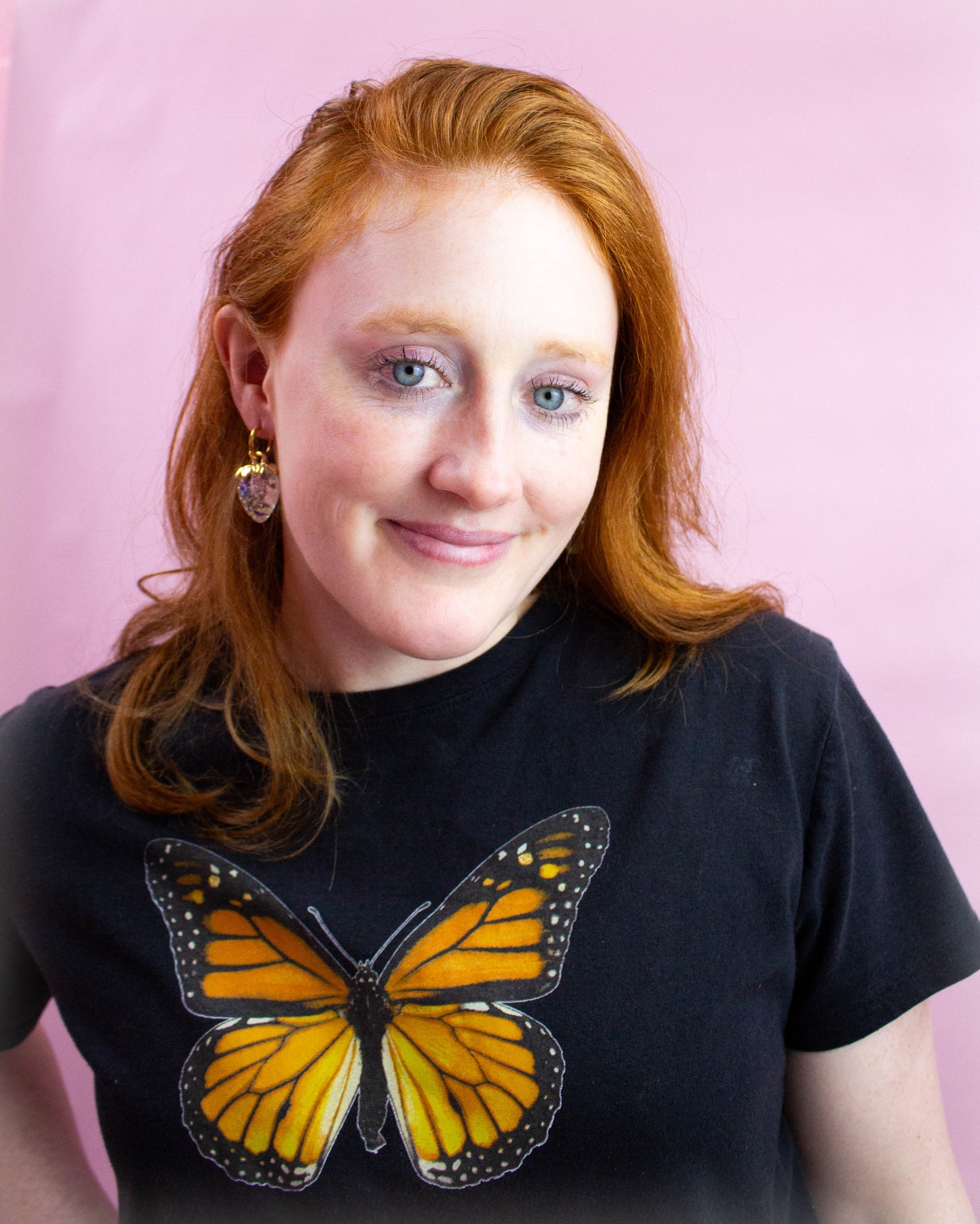 Iridescent Strawberry Charm Hoops