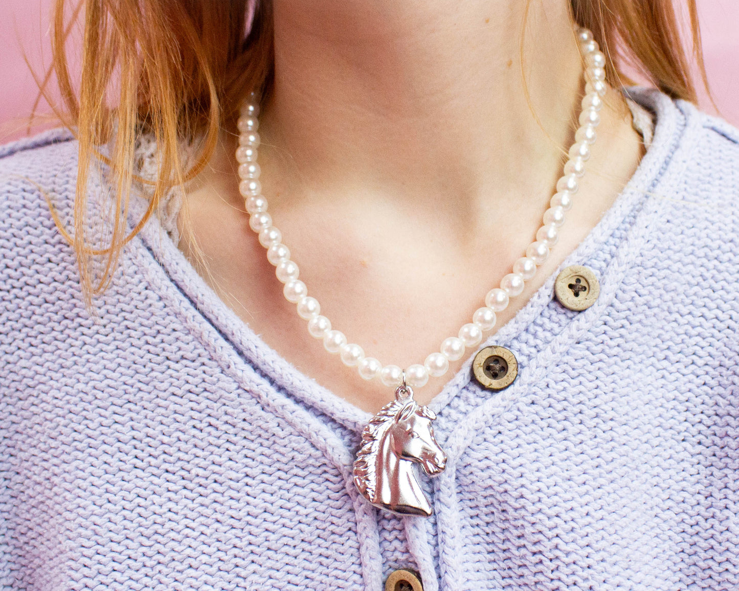 Pearly Horse Charm Necklace