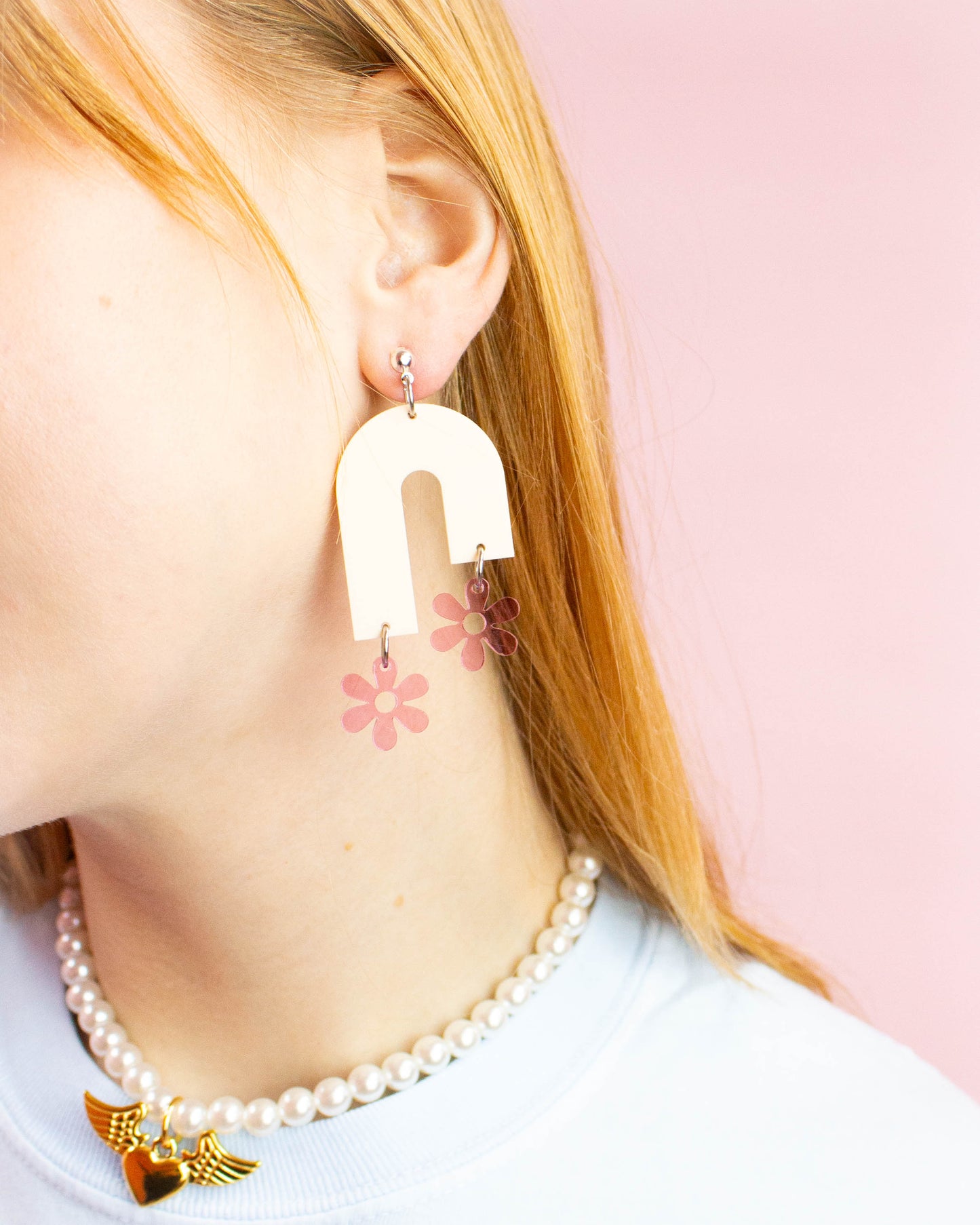 Arch Rainbow Flower Acrylic Earrings