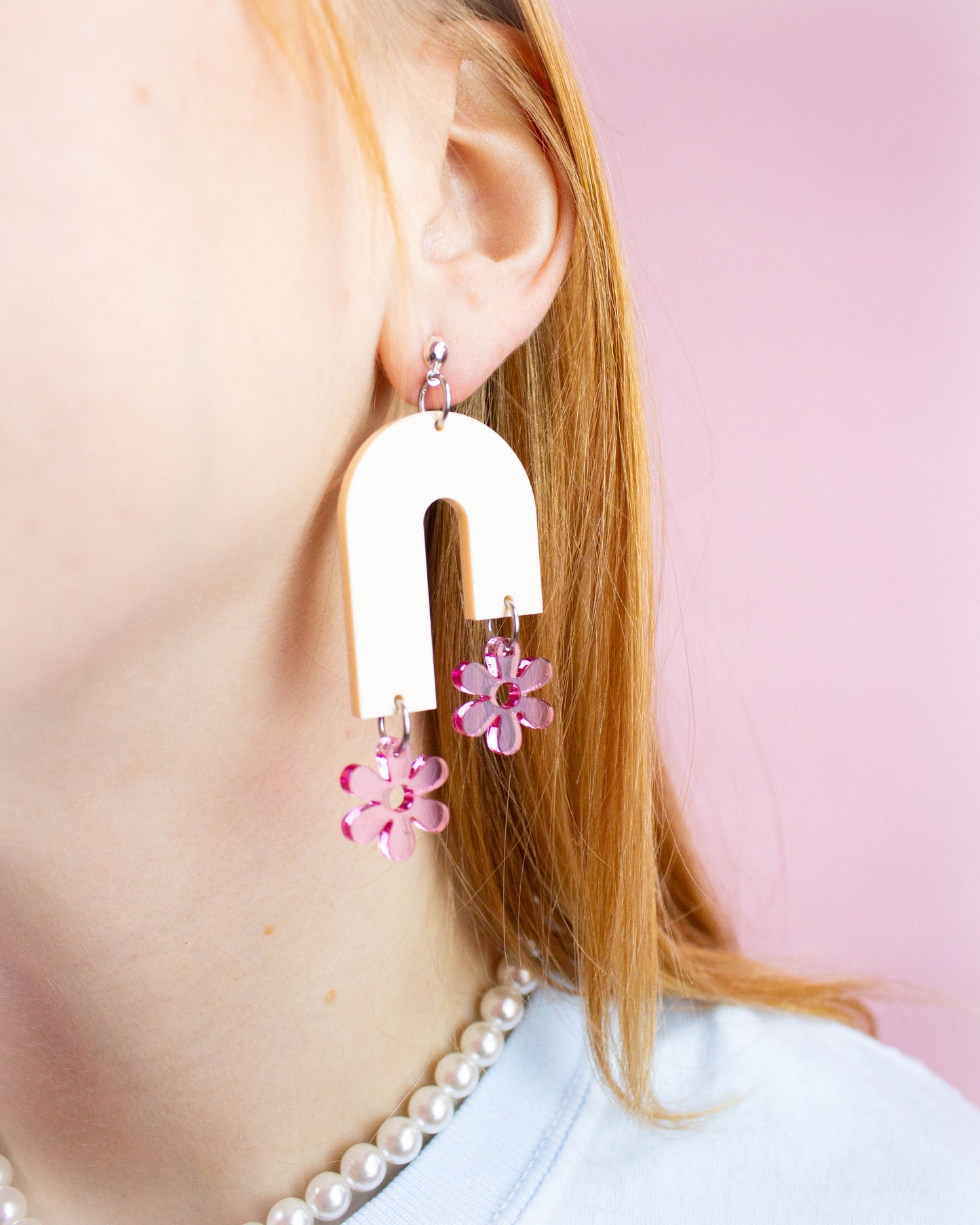 Arch Rainbow Flower Acrylic Earrings