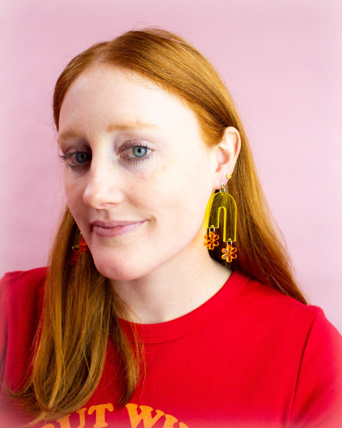 Arch Rainbow Flower Acrylic Earrings