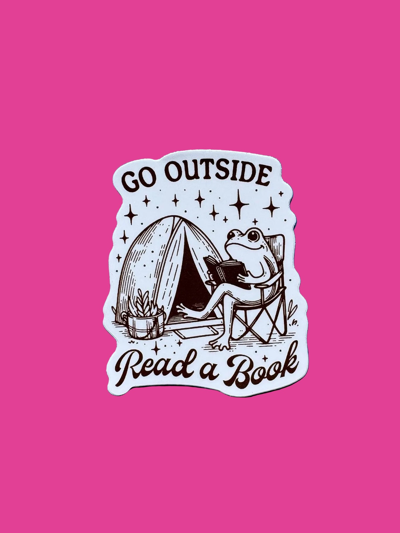 "Go Outside, Read a Book" frog Sticker