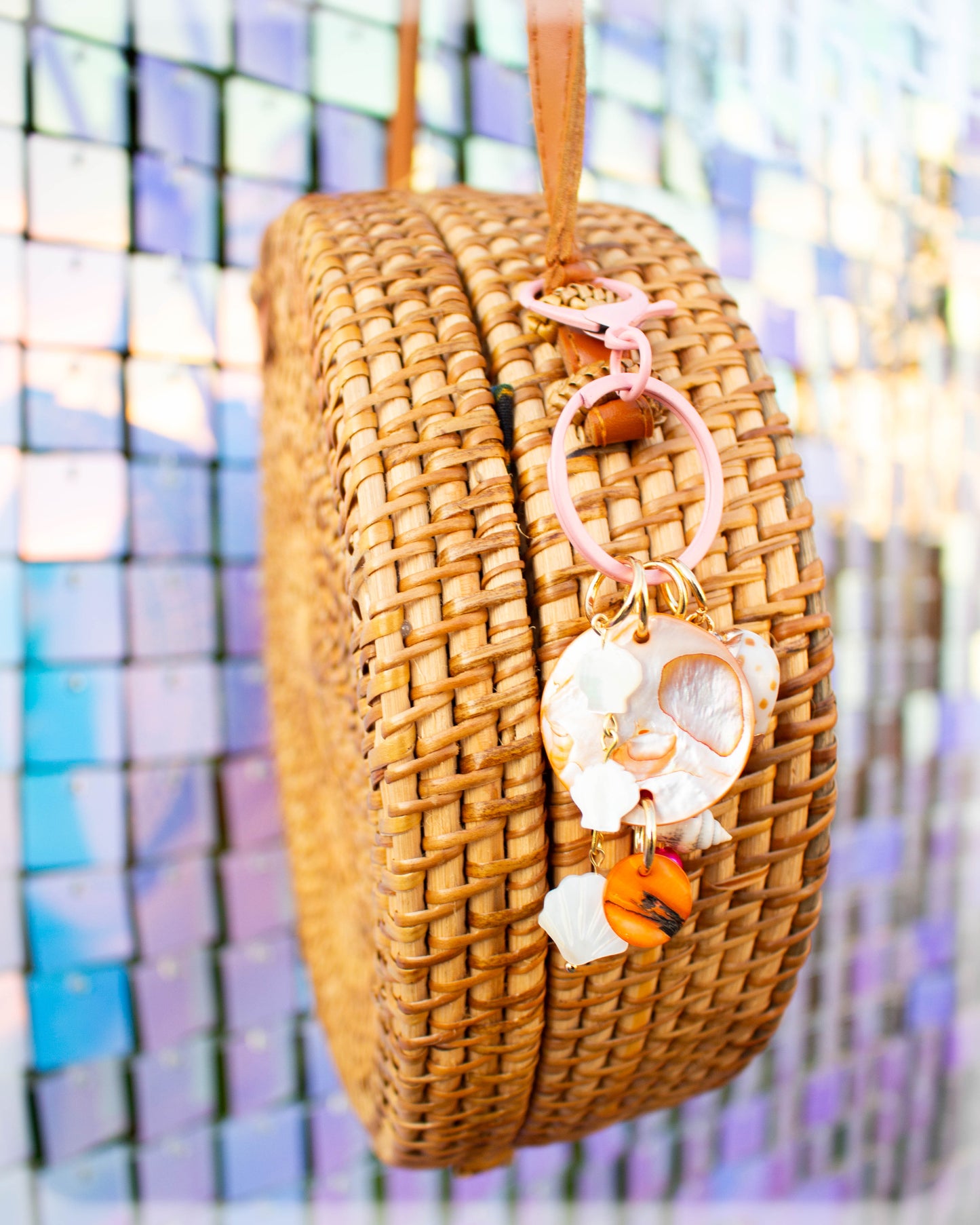 Pastel Shell Beaded Bag Charm