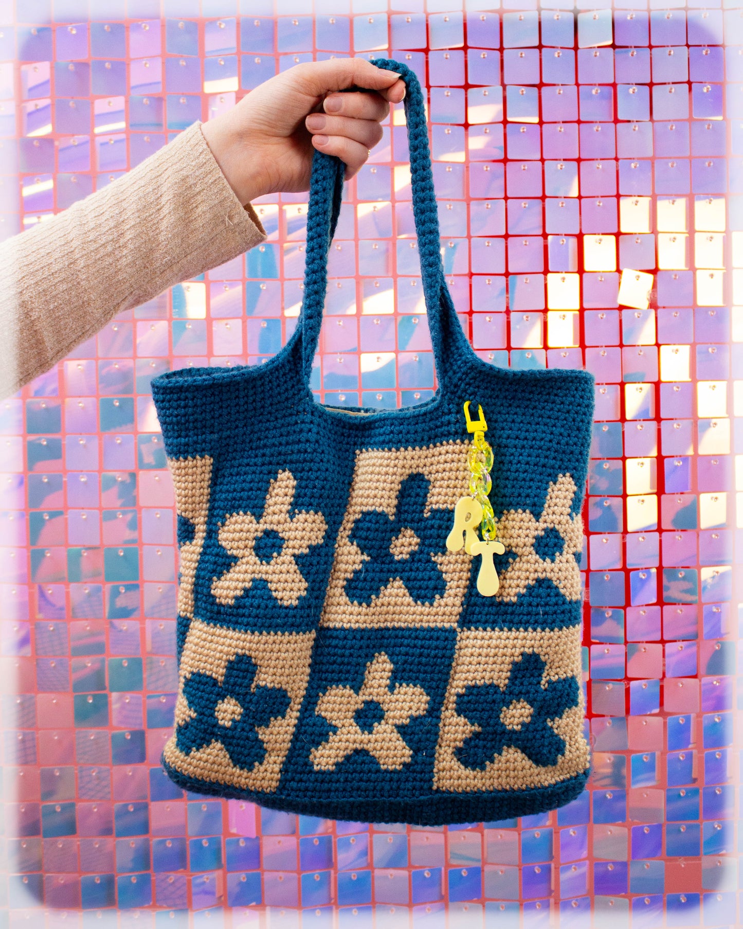 Customized Initials Bag Charm Chain - Yellow