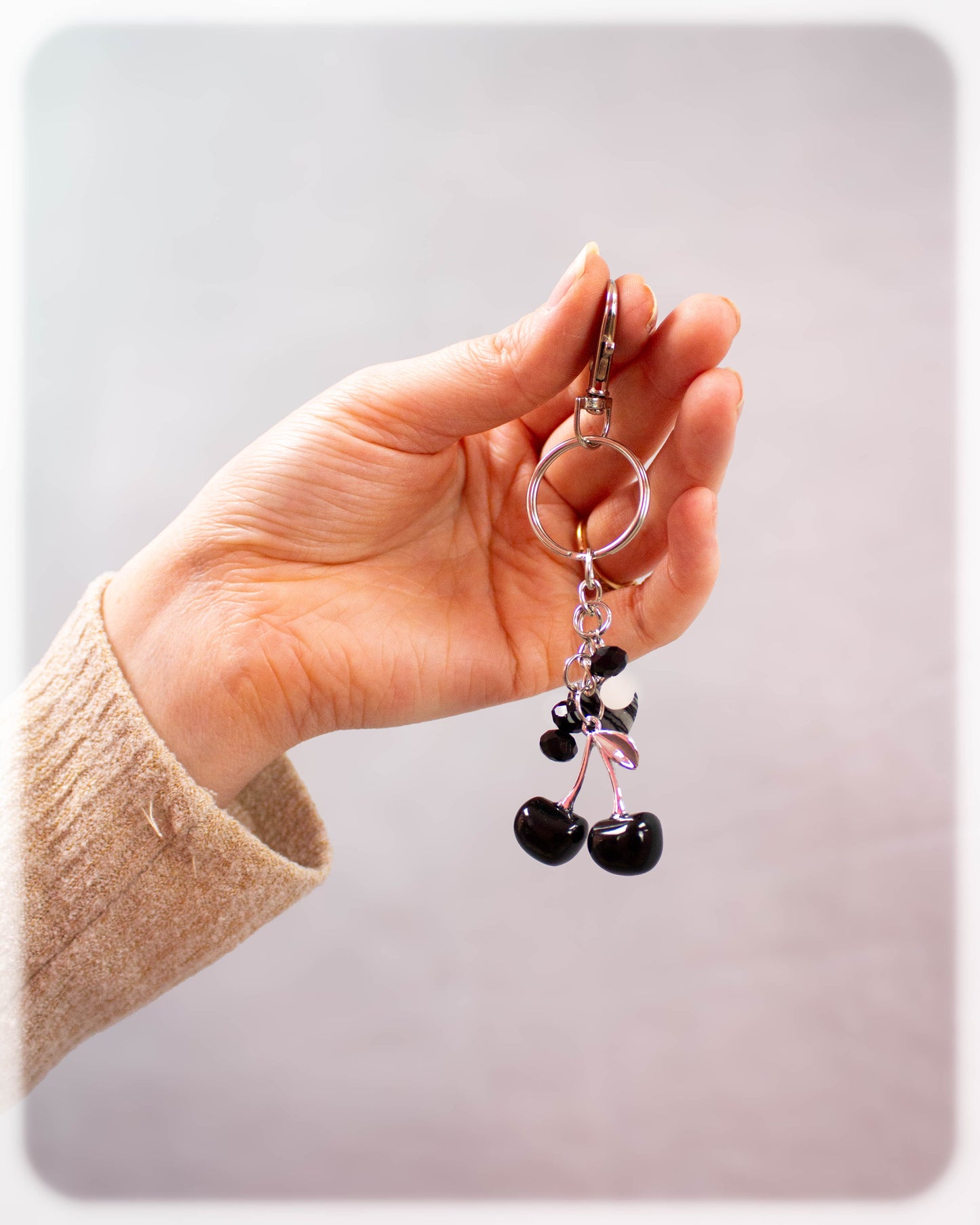 Black Cherry Beaded Bag Charm