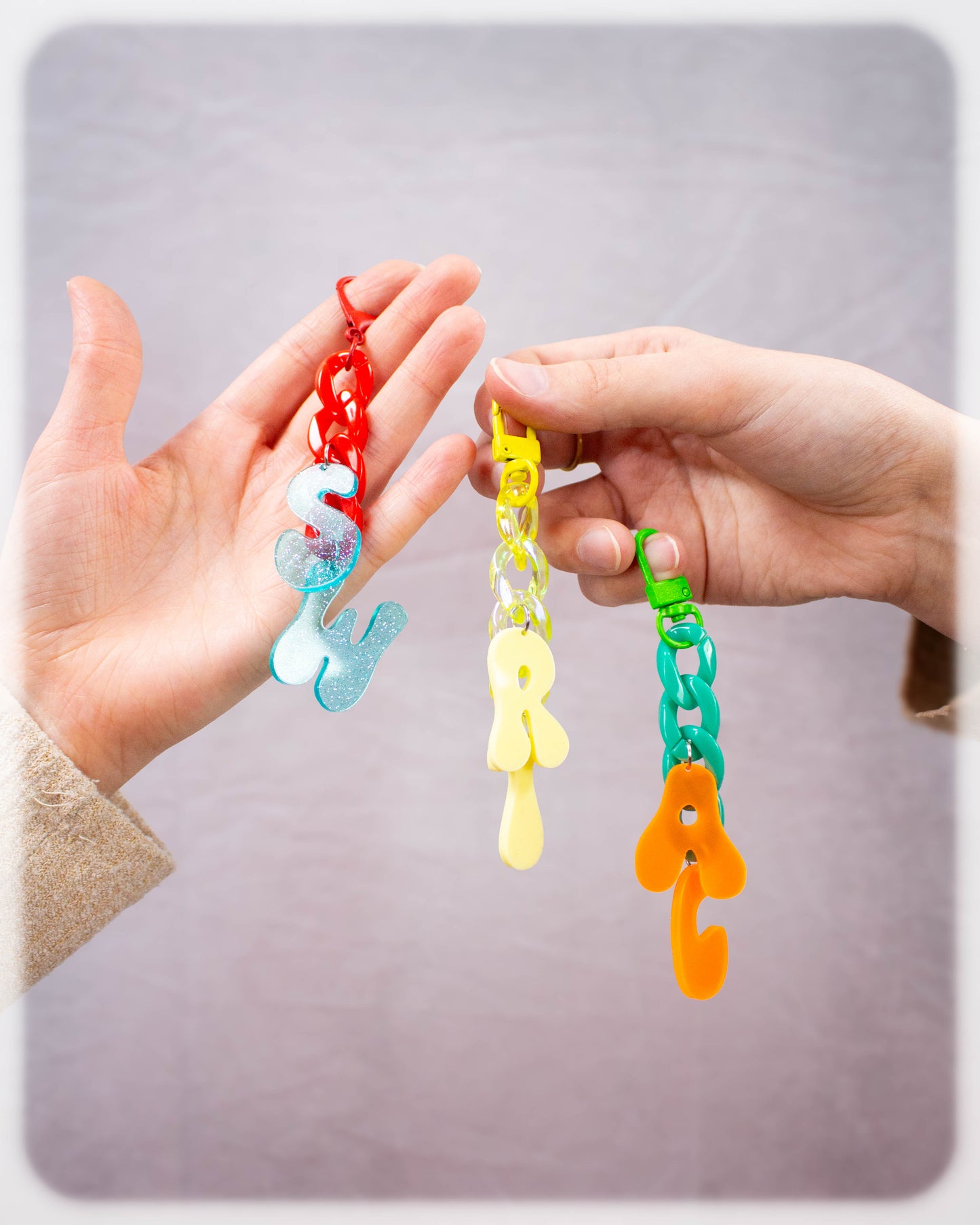 Customized Initials Bag Charm Chain - Teal/Green
