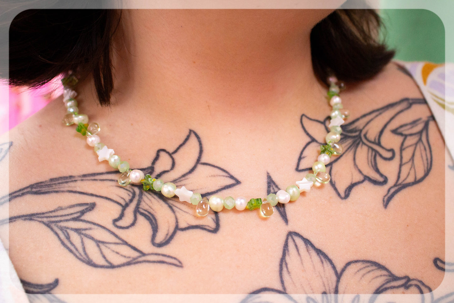 Starry Ocean - Green Beaded Necklace