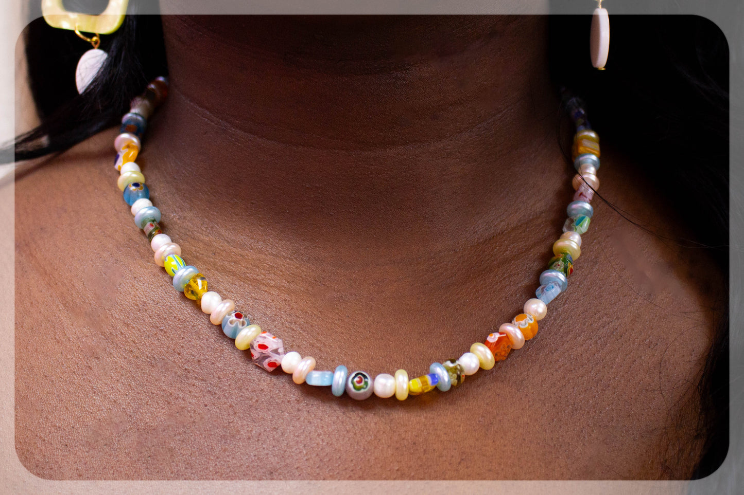Floral Sea Glass Beaded Necklace