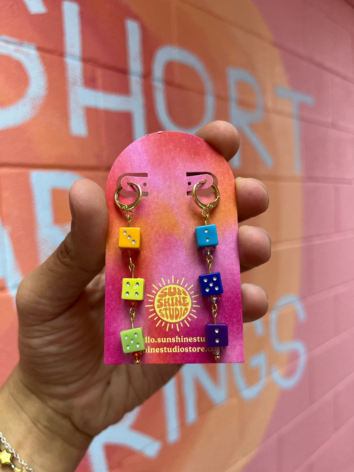 Three Die Dangle Earrings