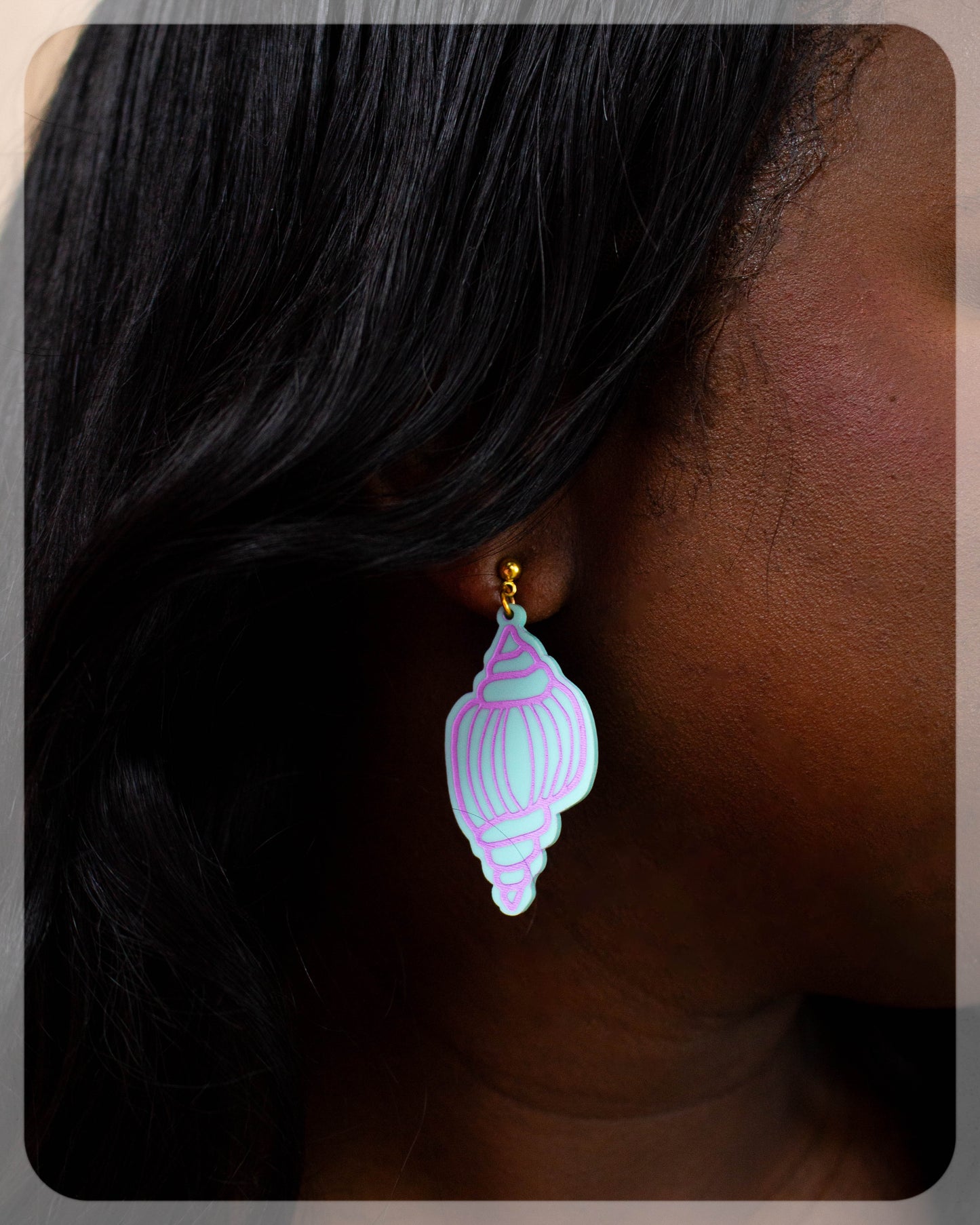 Painted Conch Shell Earrings