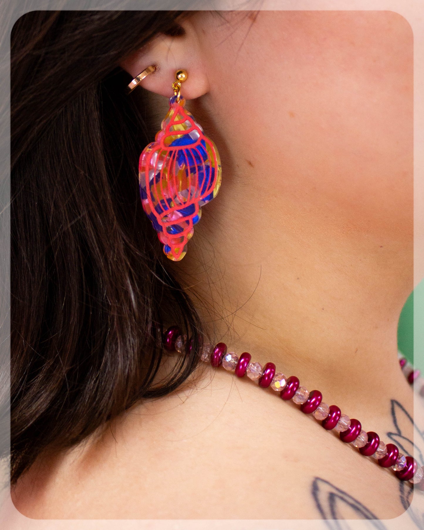 Painted Conch Shell Earrings