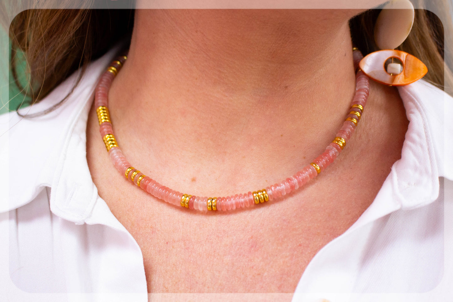 Golden Salmon Beaded Choker