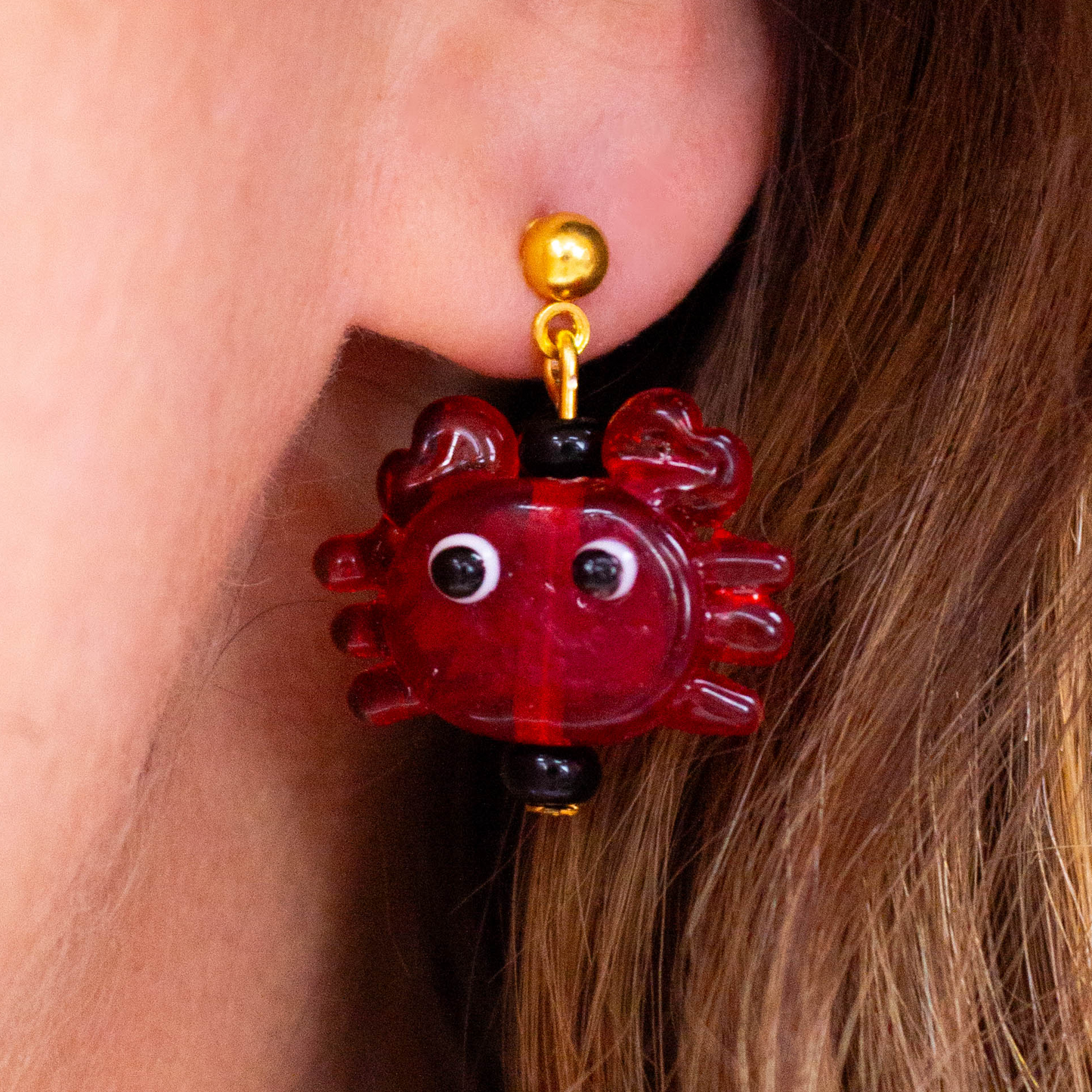 Glass Crab Earrings