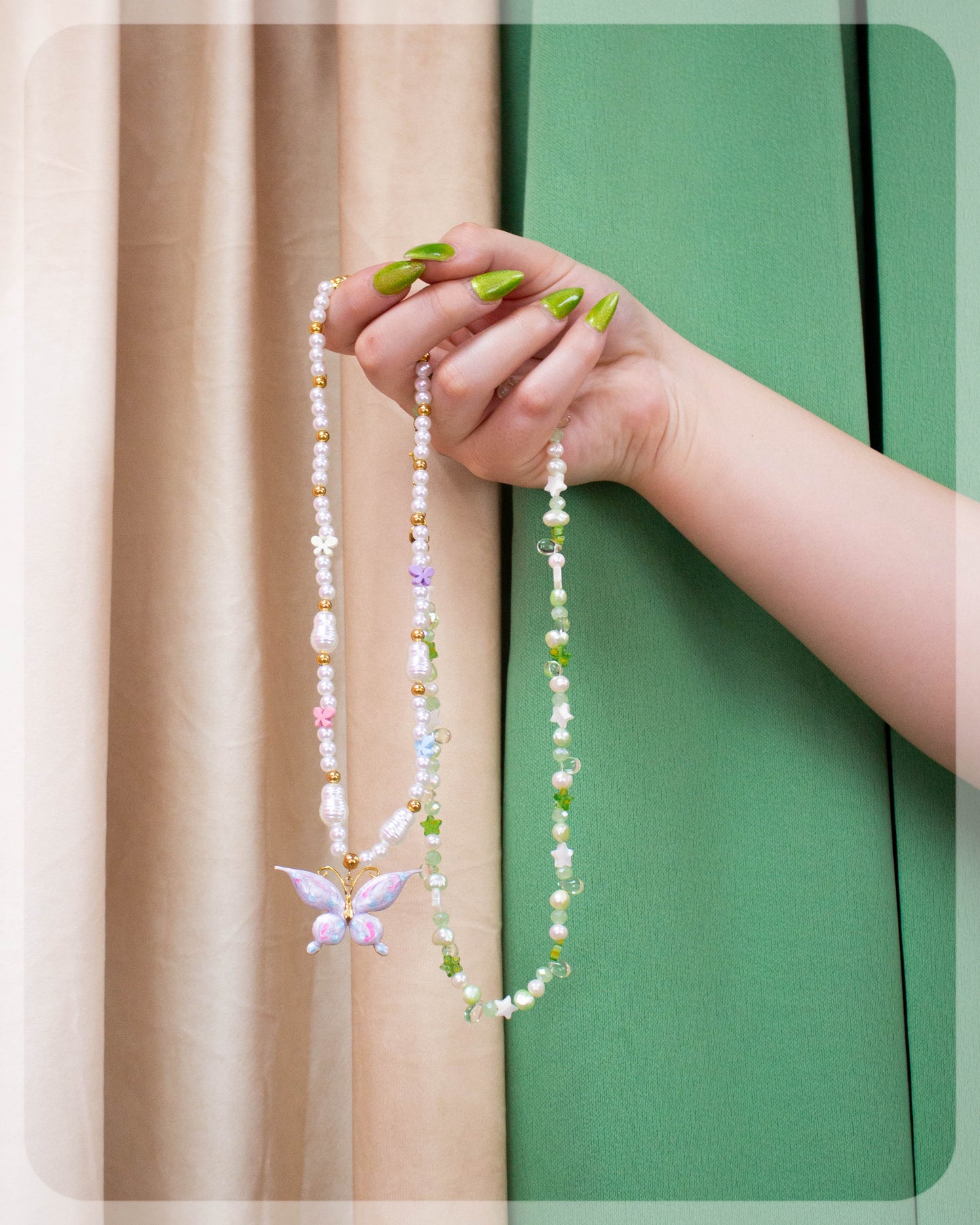 Starry Ocean - Green Beaded Necklace