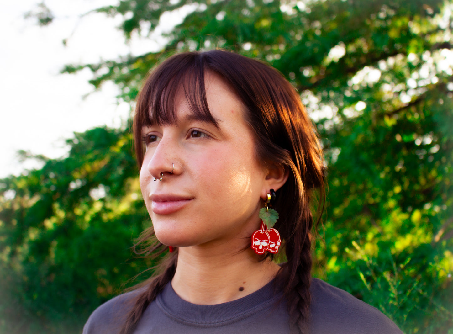 "Dying to Have Fun" Cherry Skeleton Earrings