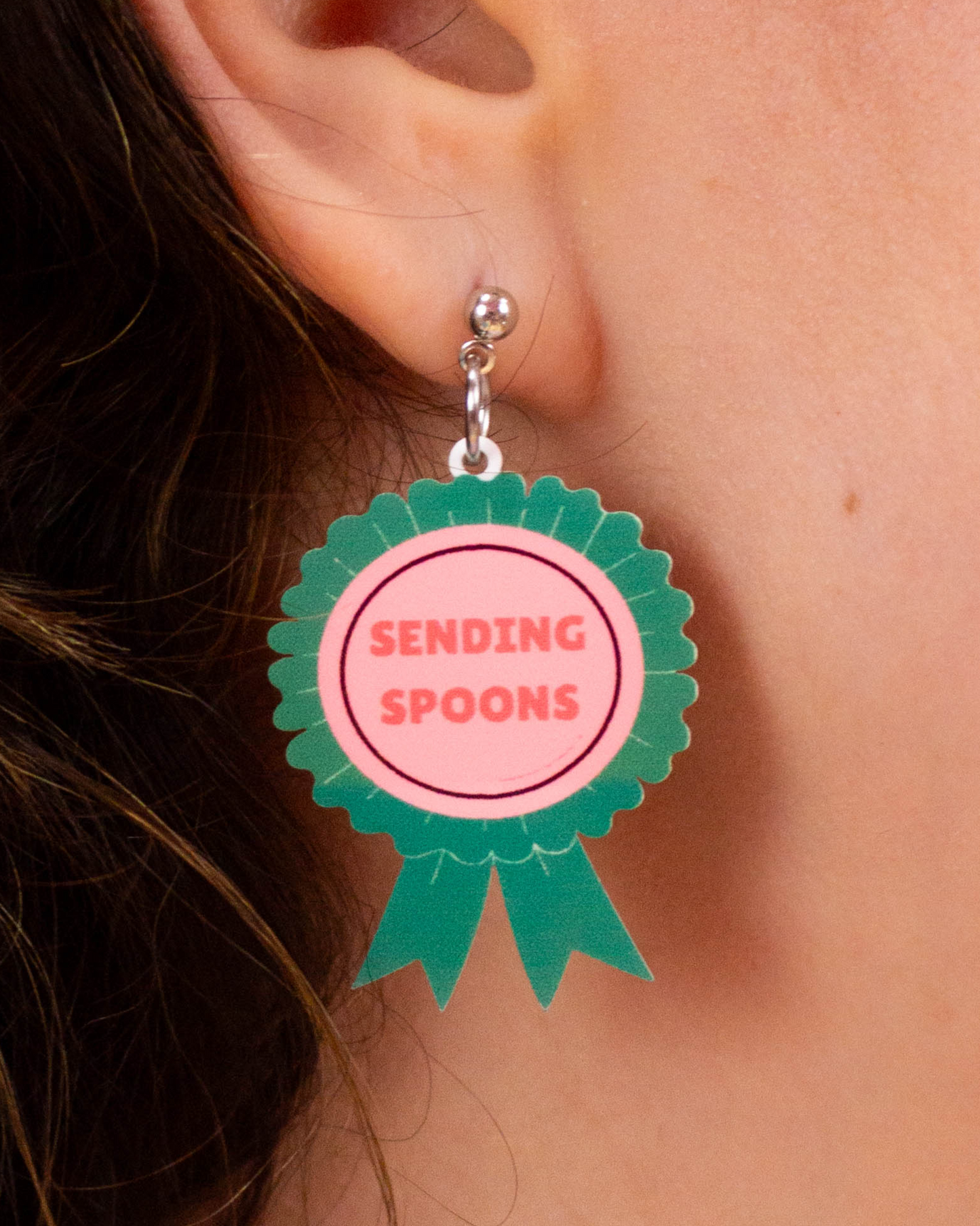 "Sending Spoons" Medal Earrings