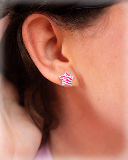 Zebra Stars - Tiny Stud Earrings