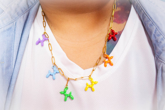 Rainbow Balloon Animal Titanium Necklace