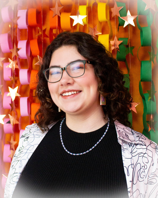 Blue-Pink-White Beaded Necklace