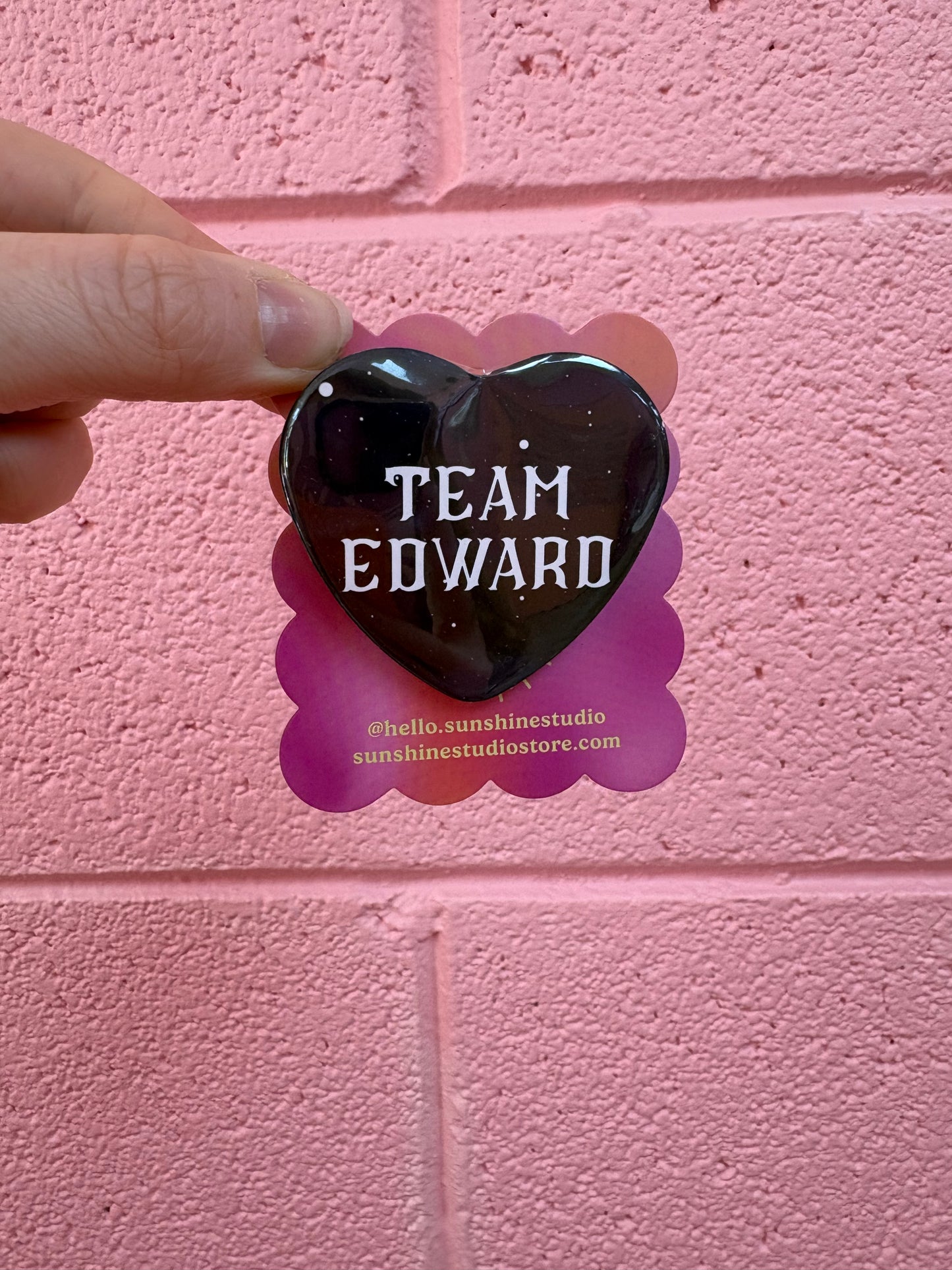 Twilight Heart Shaped Pin Team Edward or Team Jacob