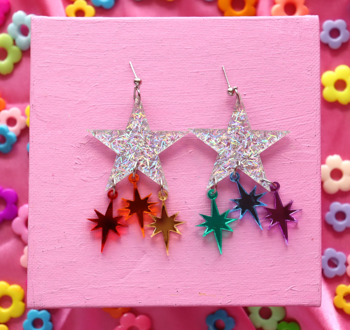 Radiant Rainbow Star Earrings