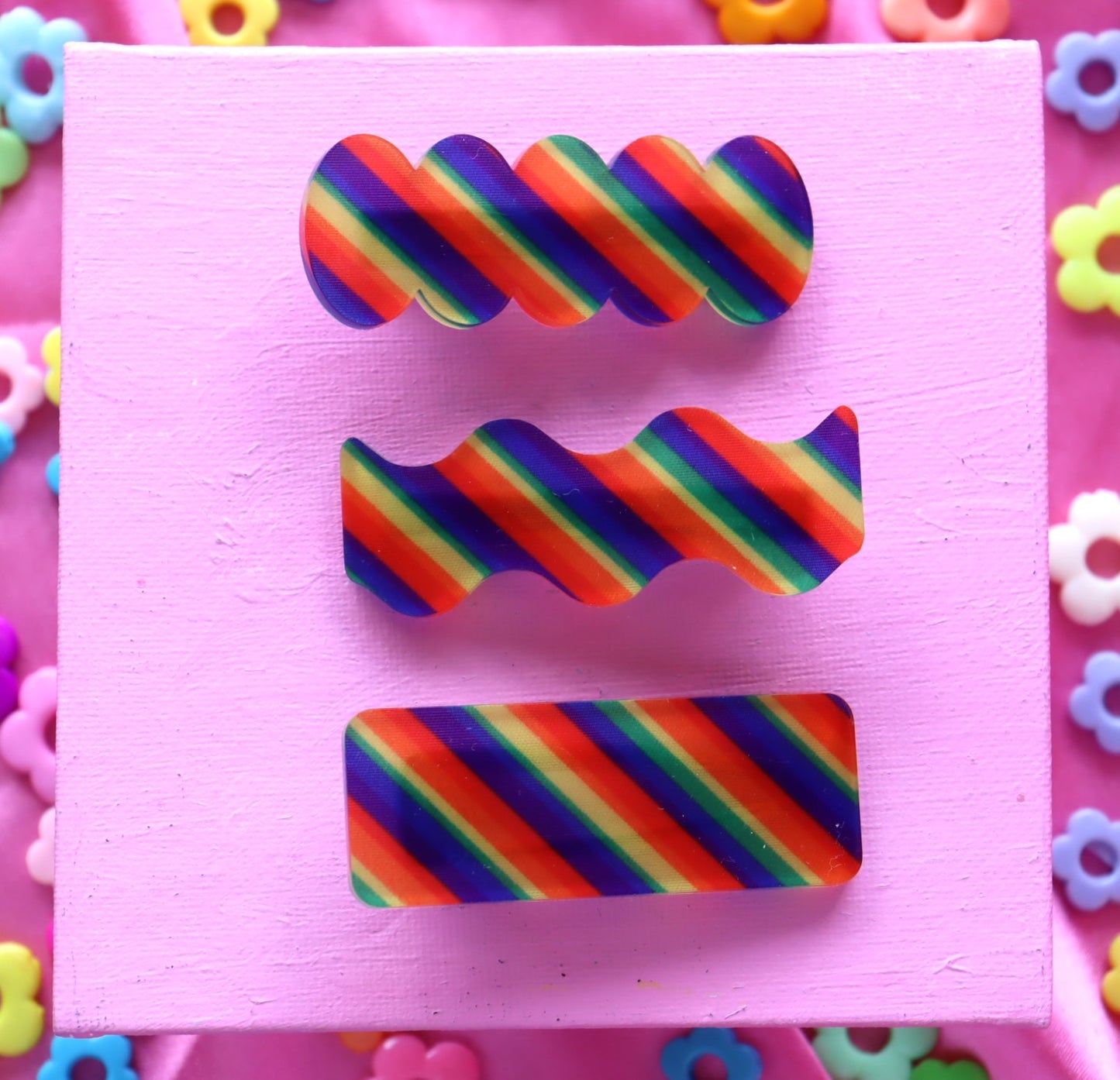 Rainbow Striped Barrettes