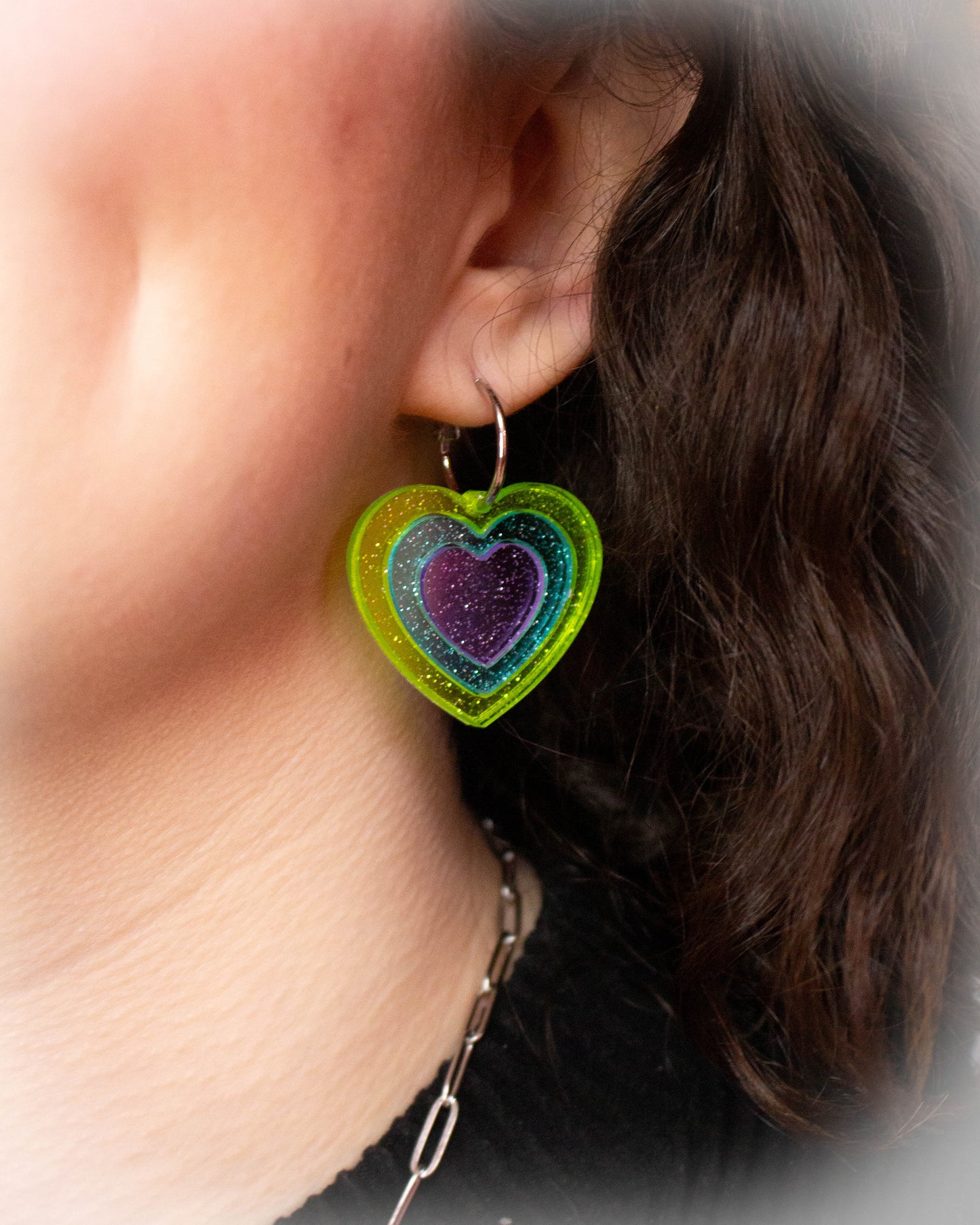 Retro Layered Colorful Heart Earrings
