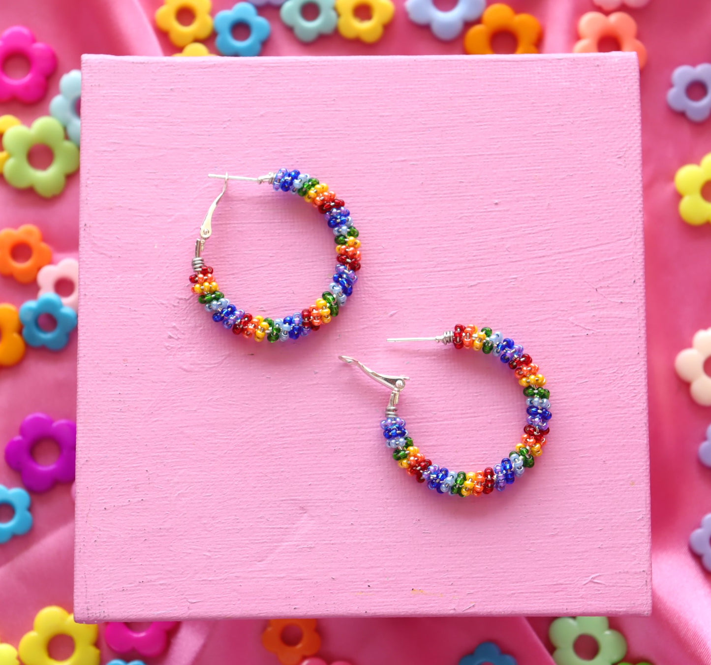 Prism Pride Beaded Hoops