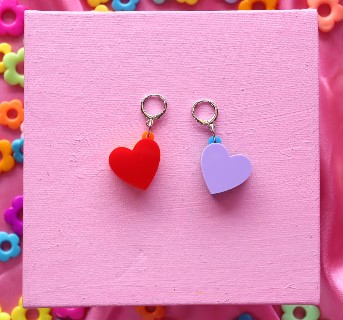 Rainbow Stacked Heart Huggies