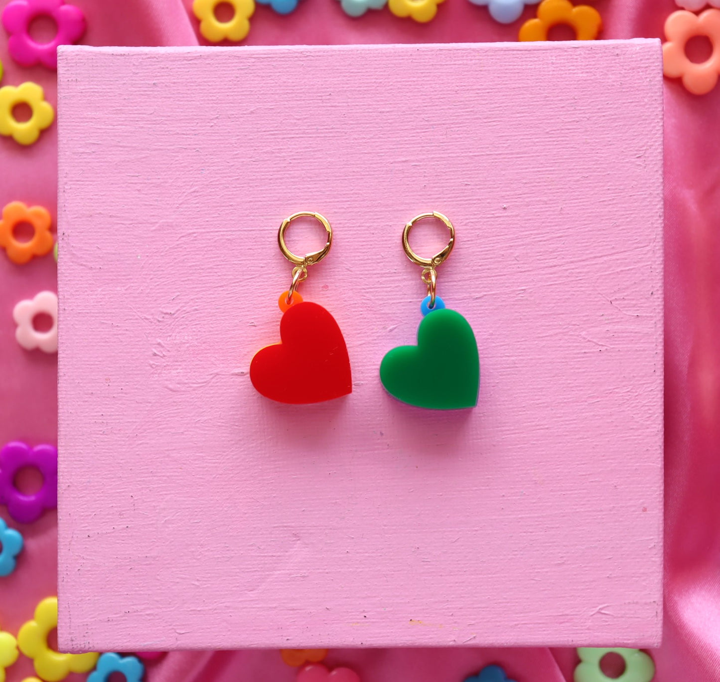 Rainbow Stacked Heart Huggies