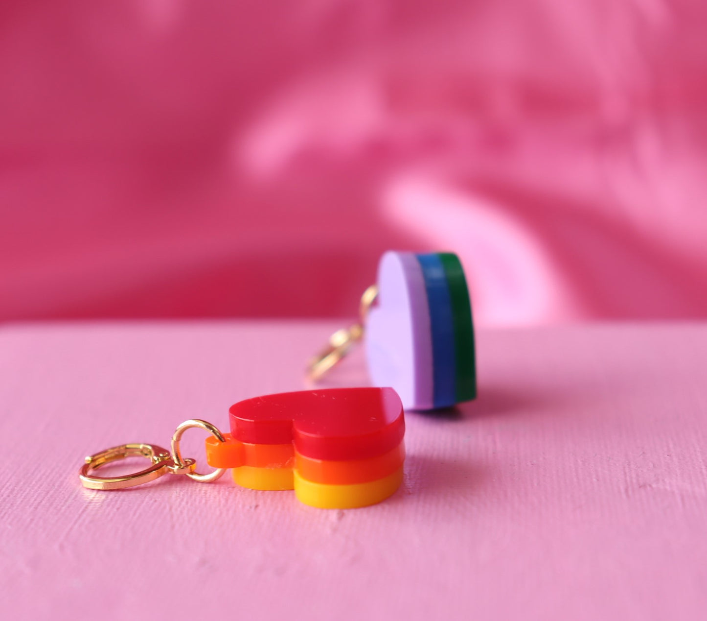 Rainbow Stacked Heart Huggies