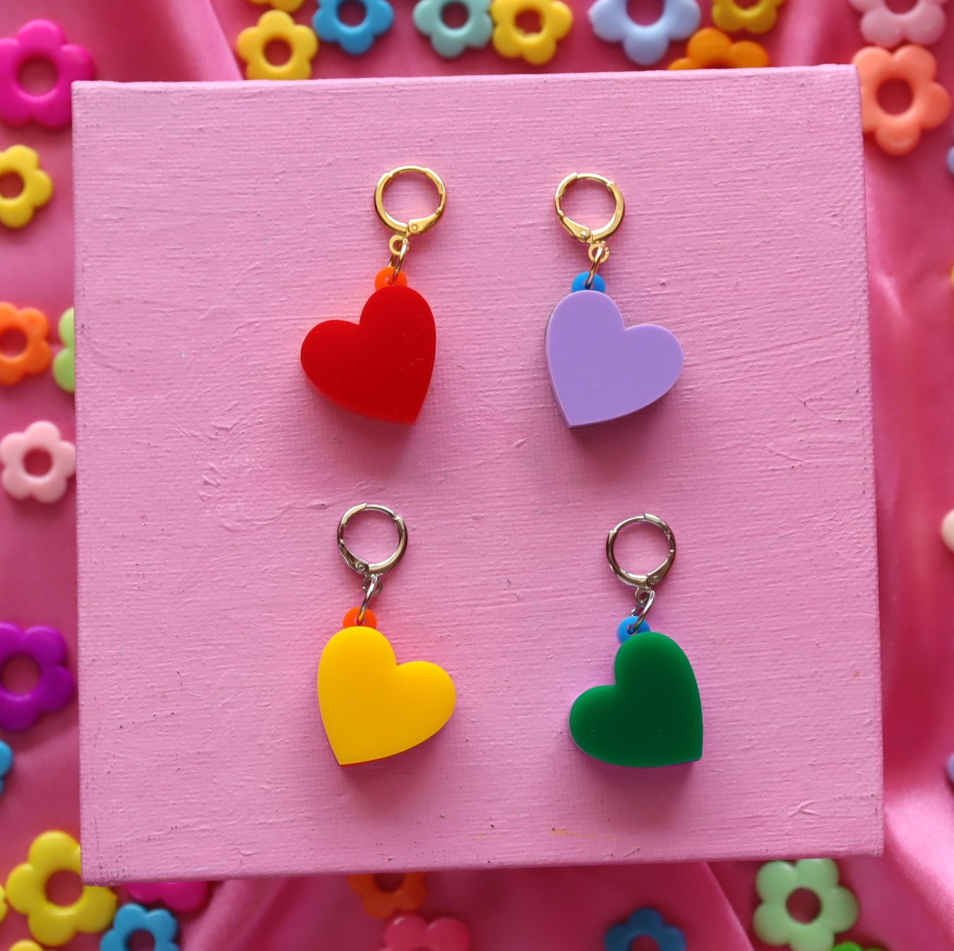 Rainbow Stacked Heart Huggies