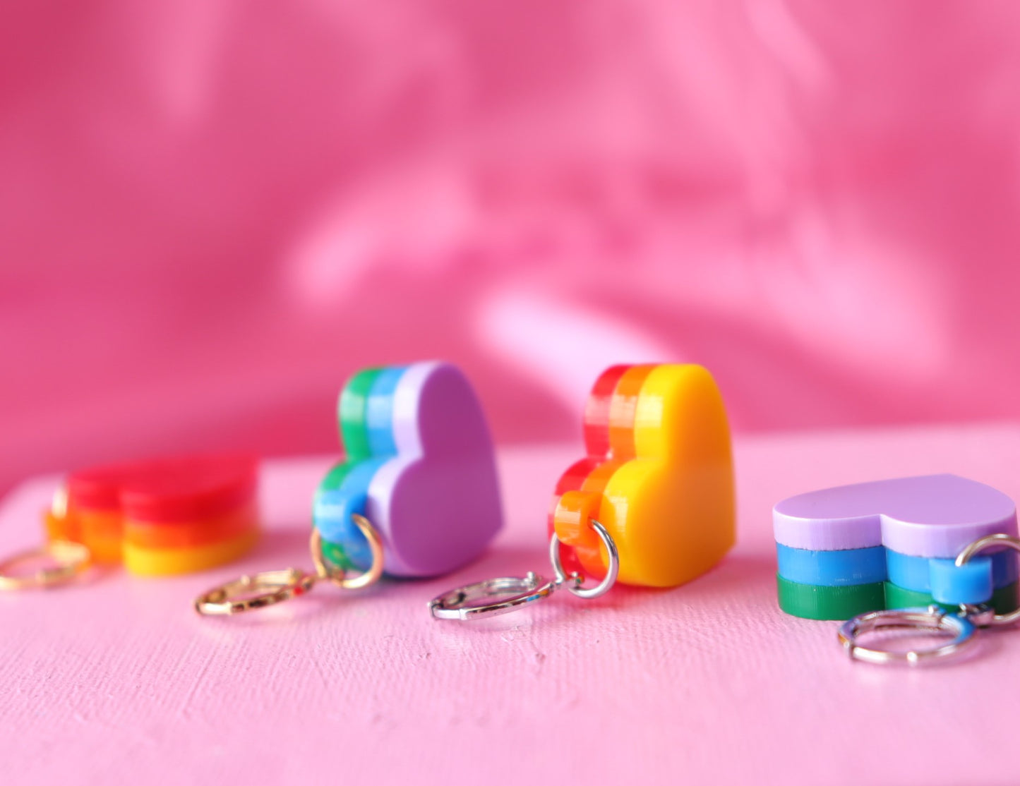 Rainbow Stacked Heart Huggies