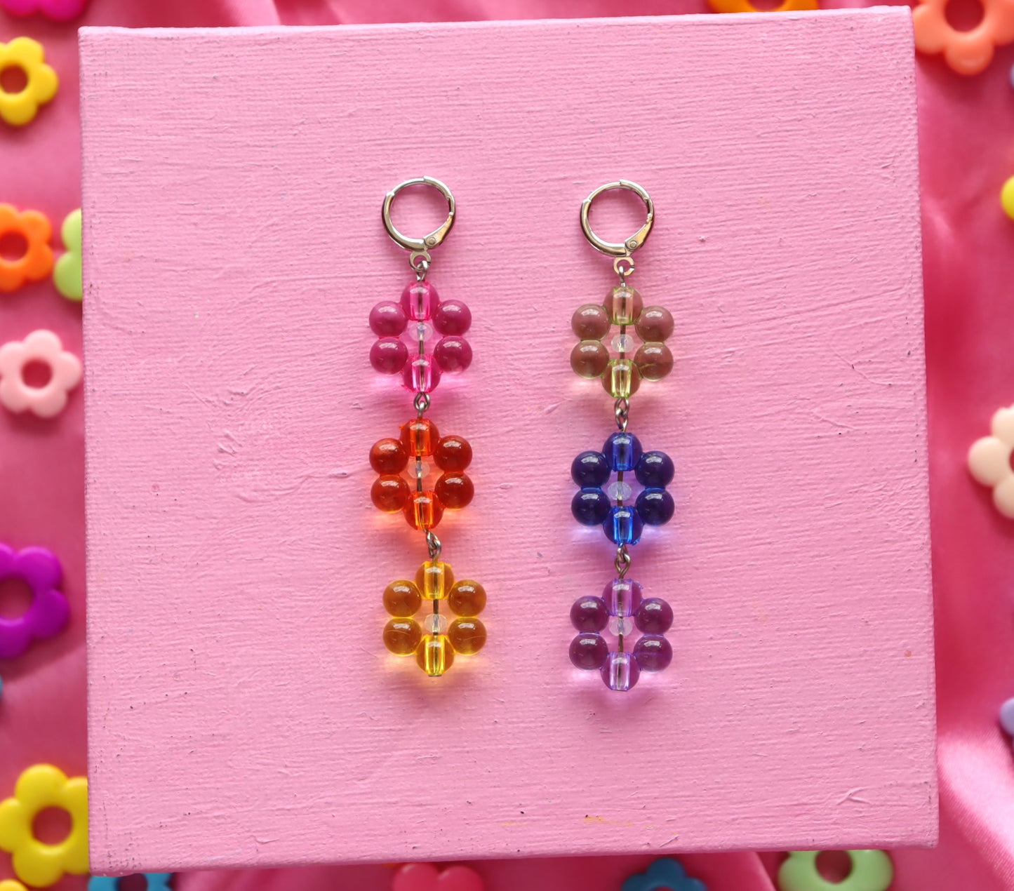 Rainbow Bubble Flower Dangles