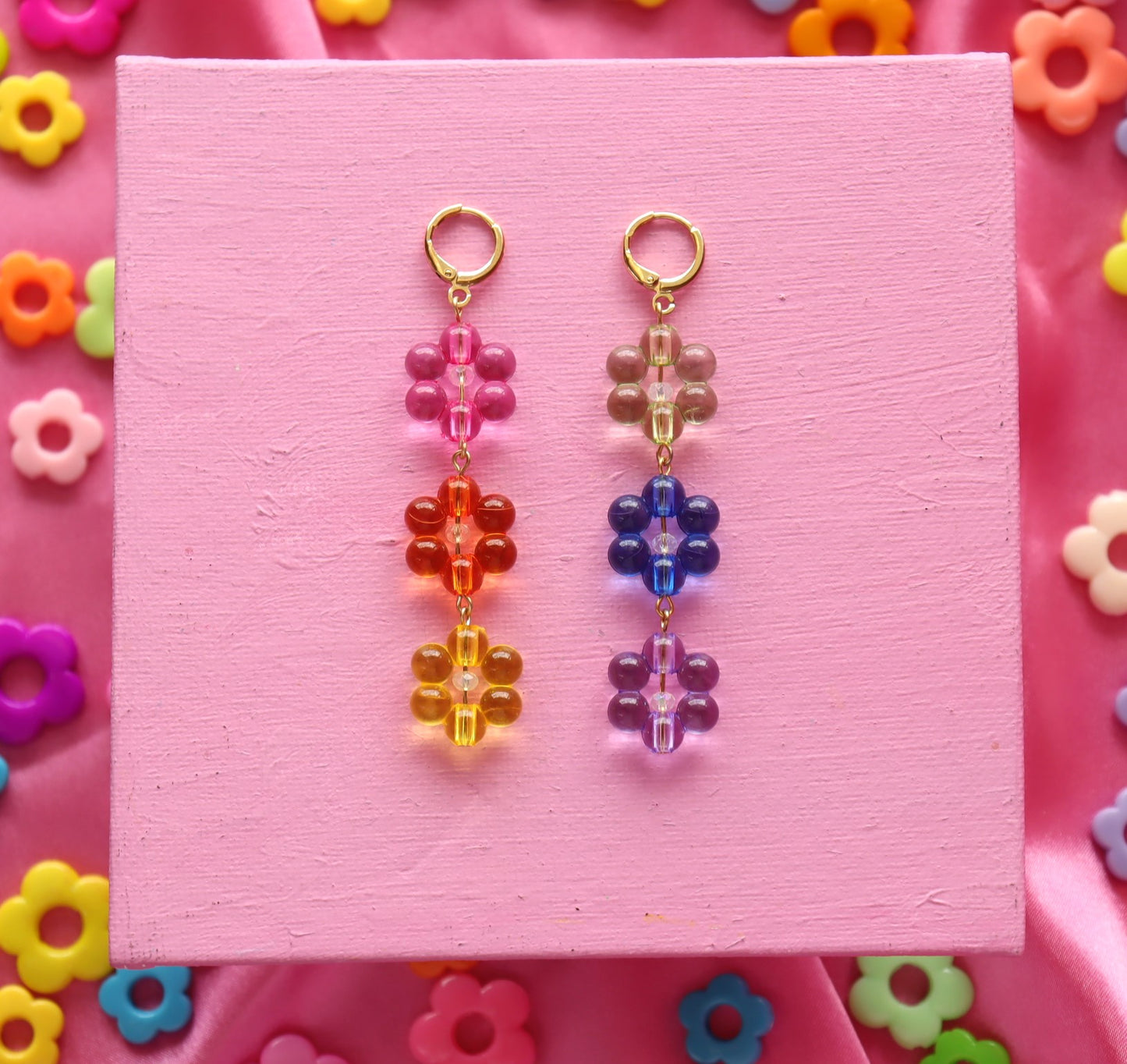 Rainbow Bubble Flower Dangles