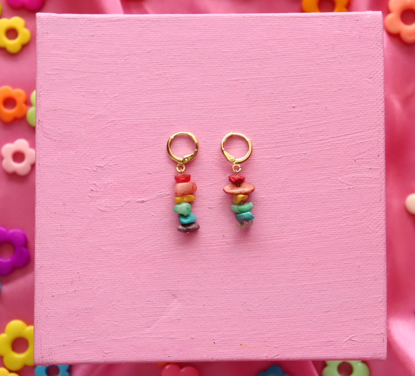 Stronger Today Rainbow Rock Charm Earrings