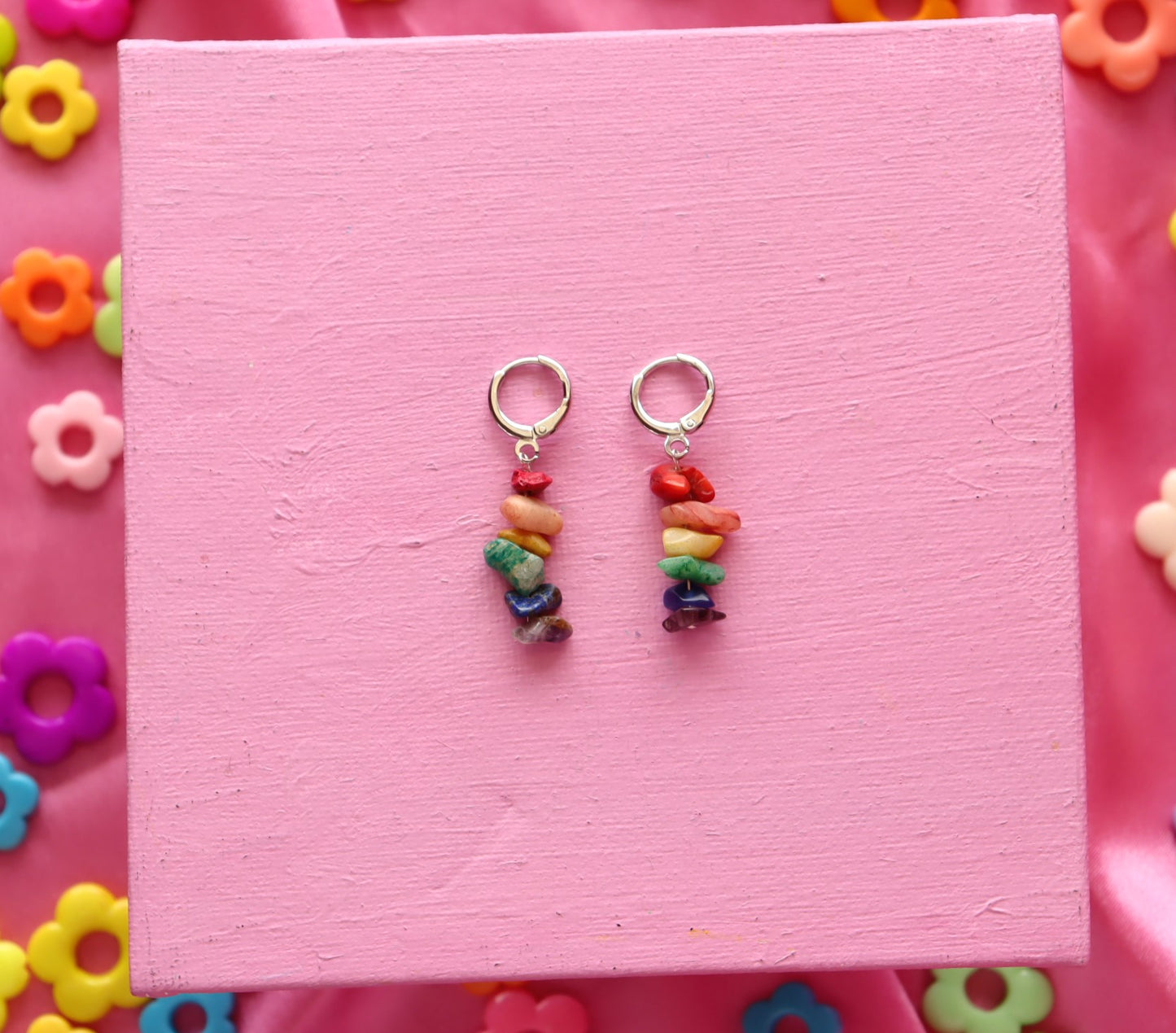 Stronger Today Rainbow Rock Charm Earrings