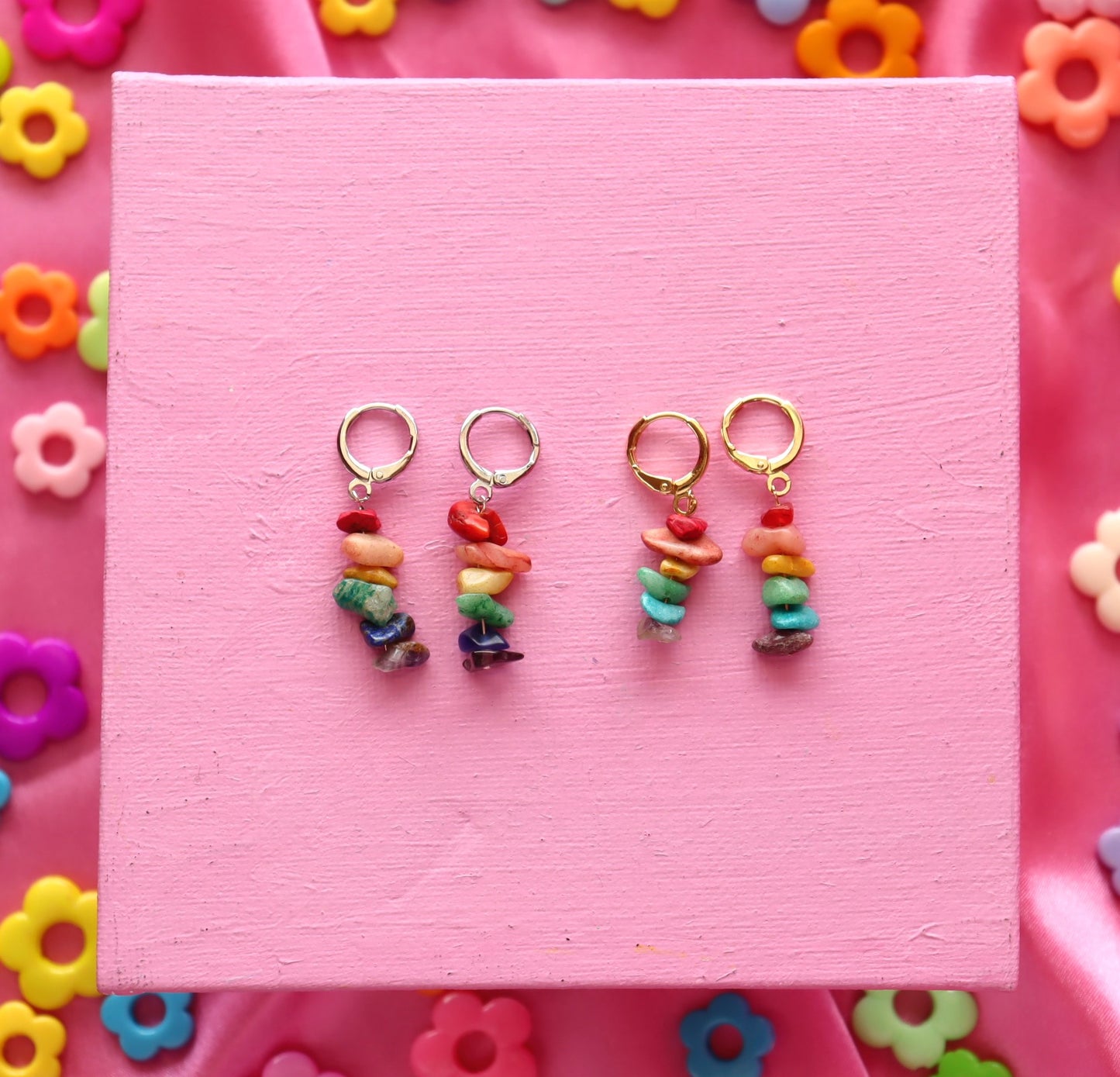 Stronger Today Rainbow Rock Charm Earrings