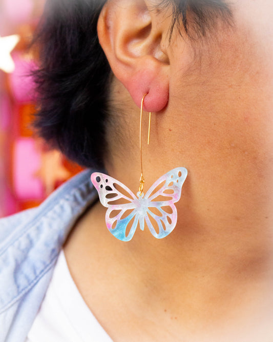 Cotton Candy Life is Beautiful Butterfly Earrings