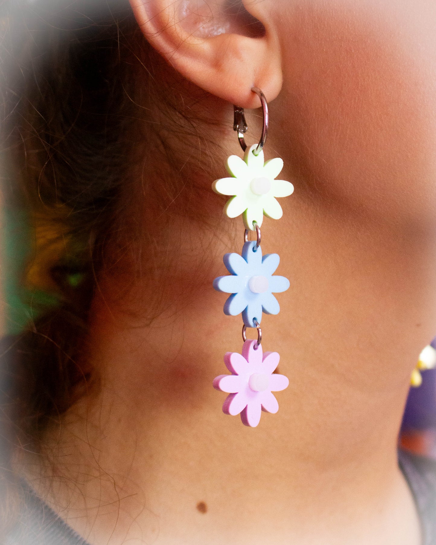 Pastel Rainbow Flower Statement Earrings