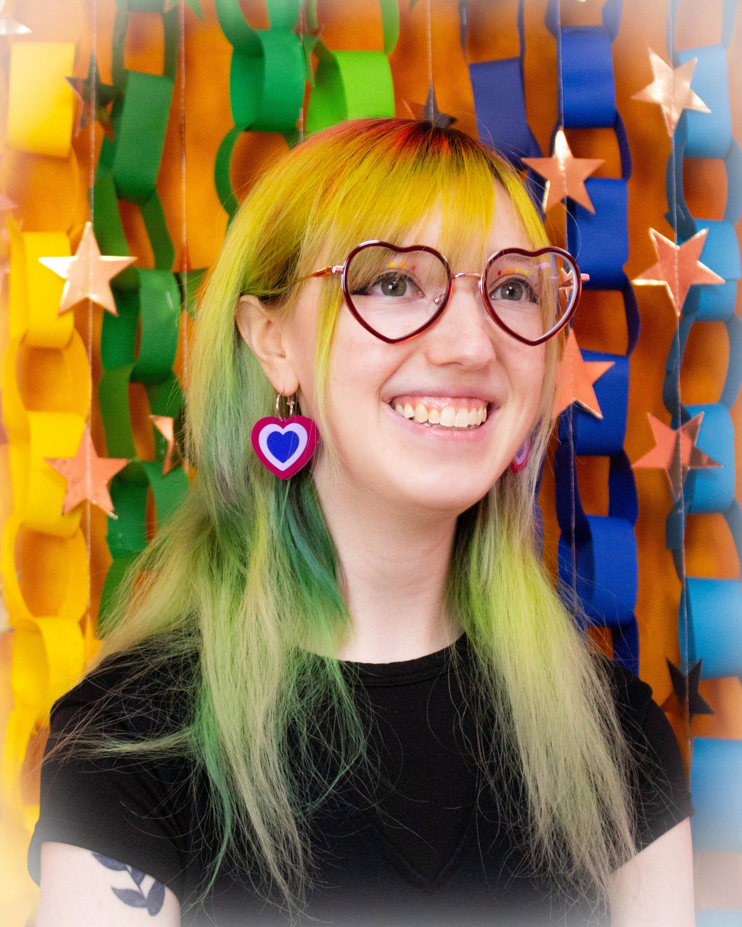 Retro Layered Colorful Heart Earrings