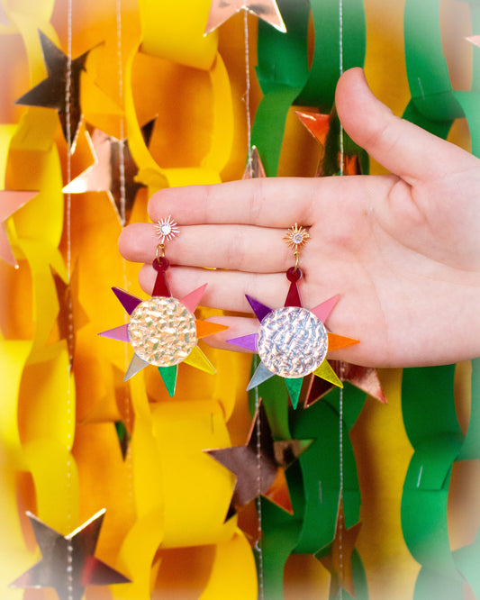 Sunshine Rainbow Rays Statement Earrings