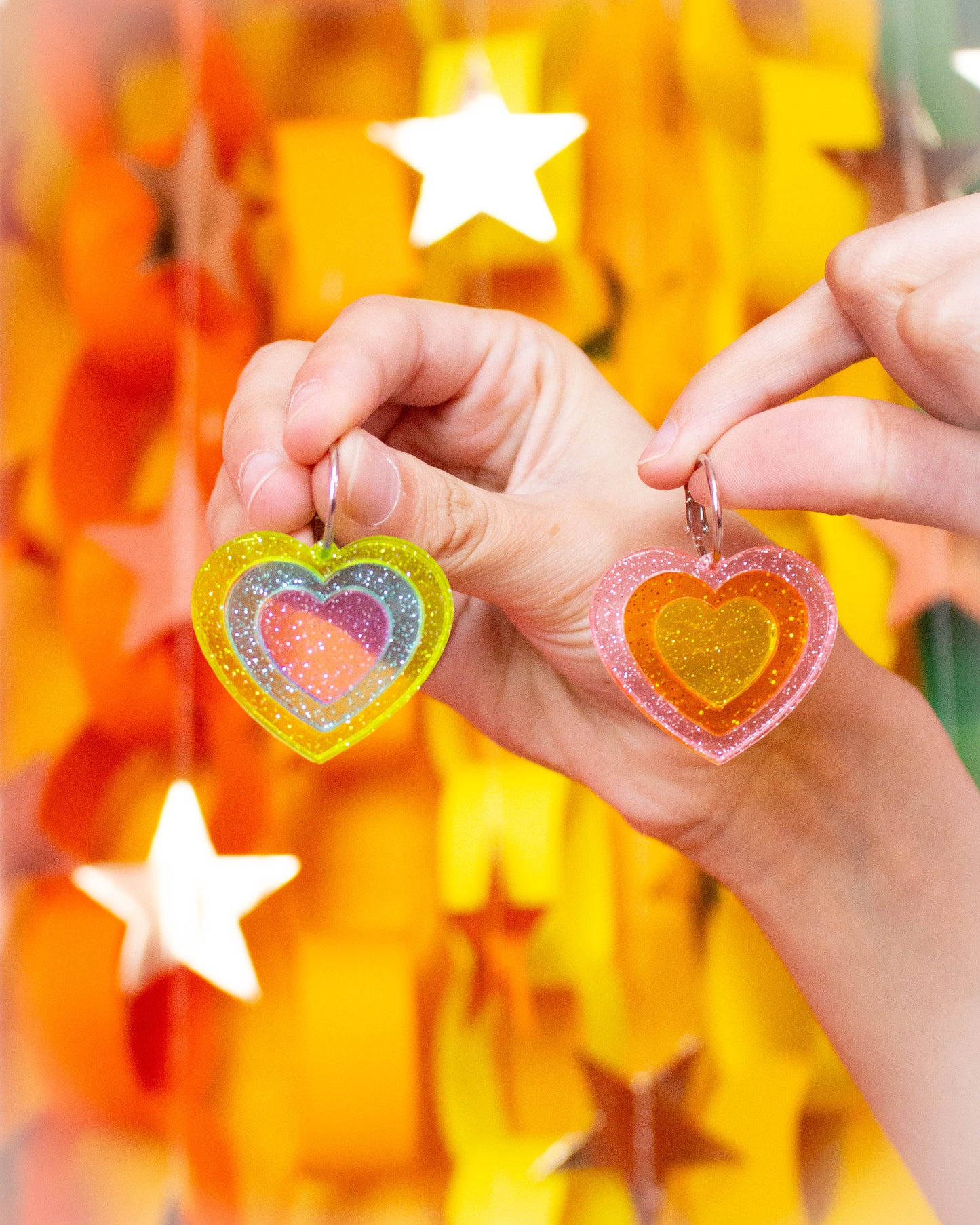 Retro Layered Colorful Heart Earrings