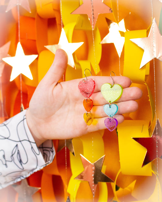 I'll Love You Forever-Trio Heart Earrings