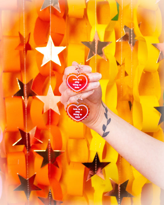 "Love is a Silly Thing To Hate" Acrylic Earrings