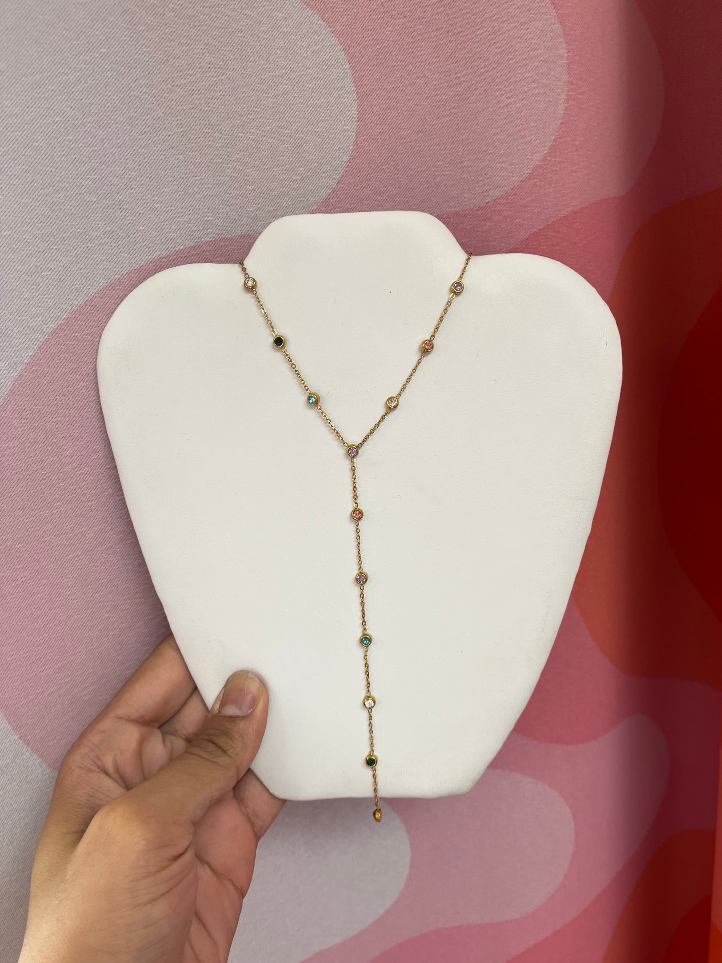 Long Titanium Gem Necklace