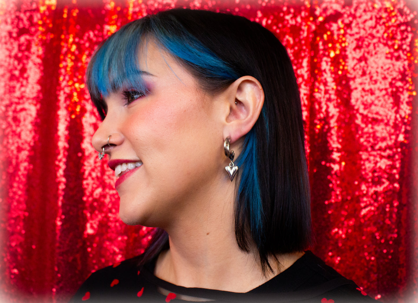 We Are Meant to Be-Titanium Heart Drop Earrings