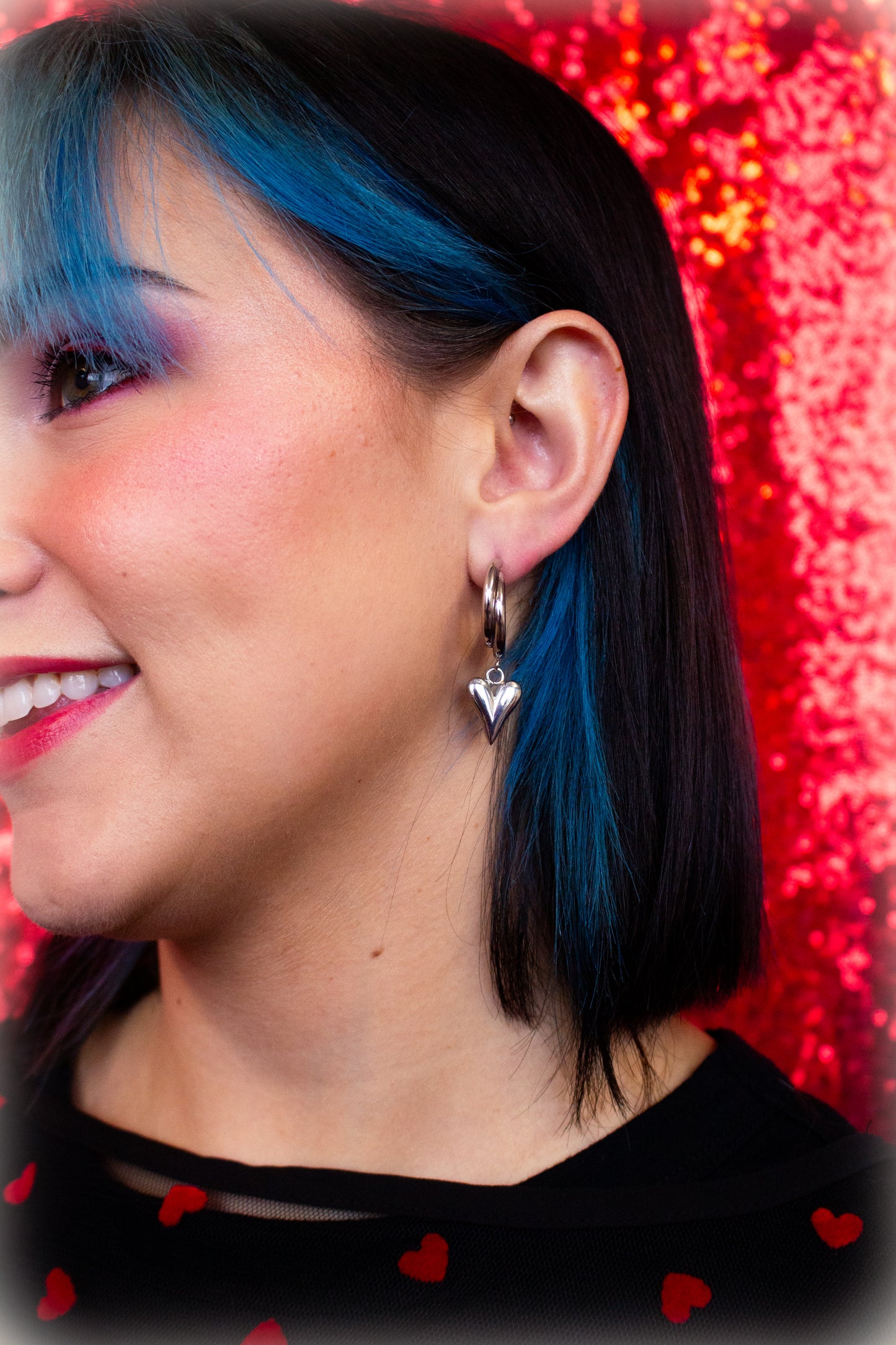 We Are Meant to Be-Titanium Heart Drop Earrings