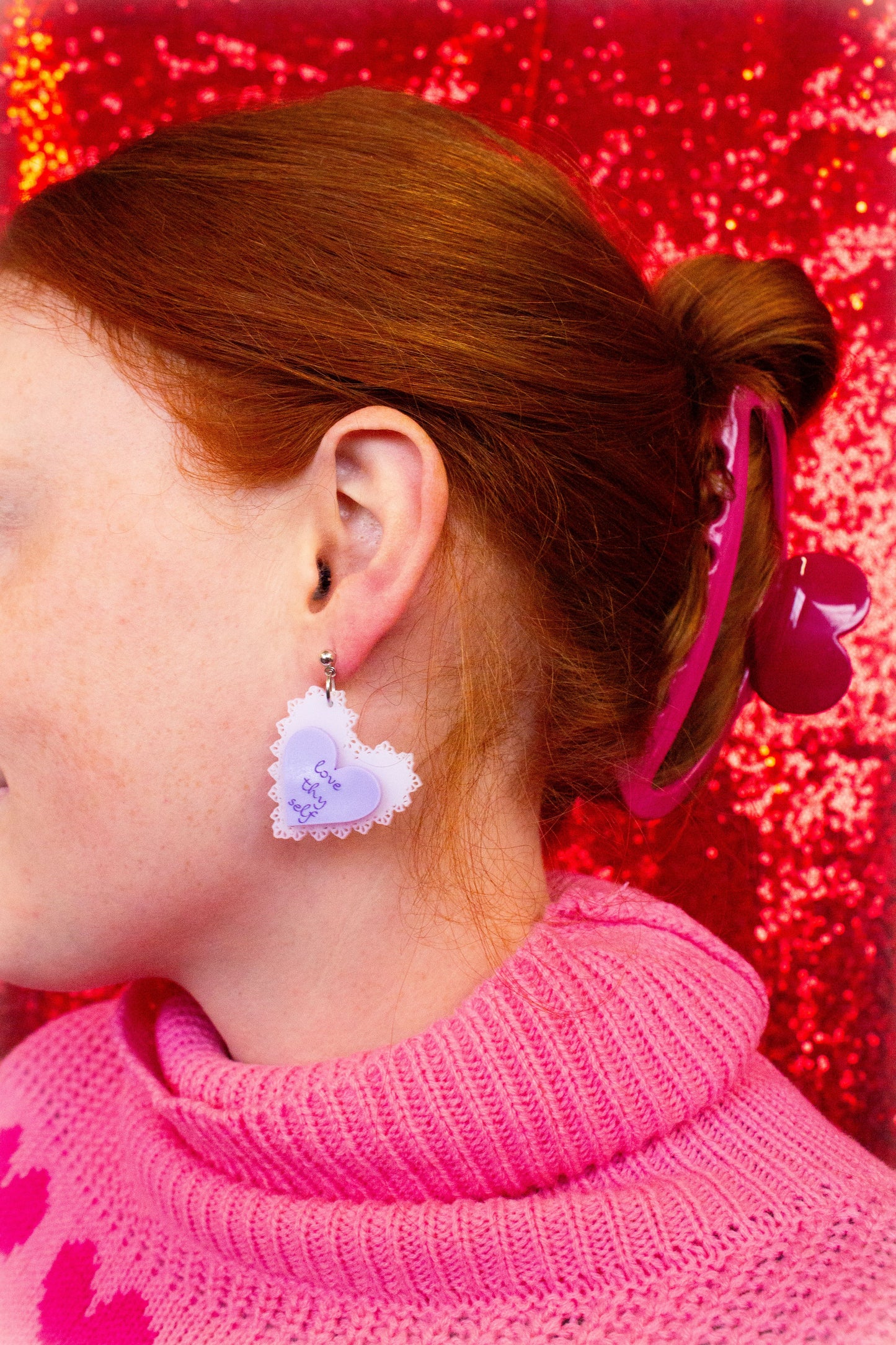 "Love Thy Self" Heart Earrings