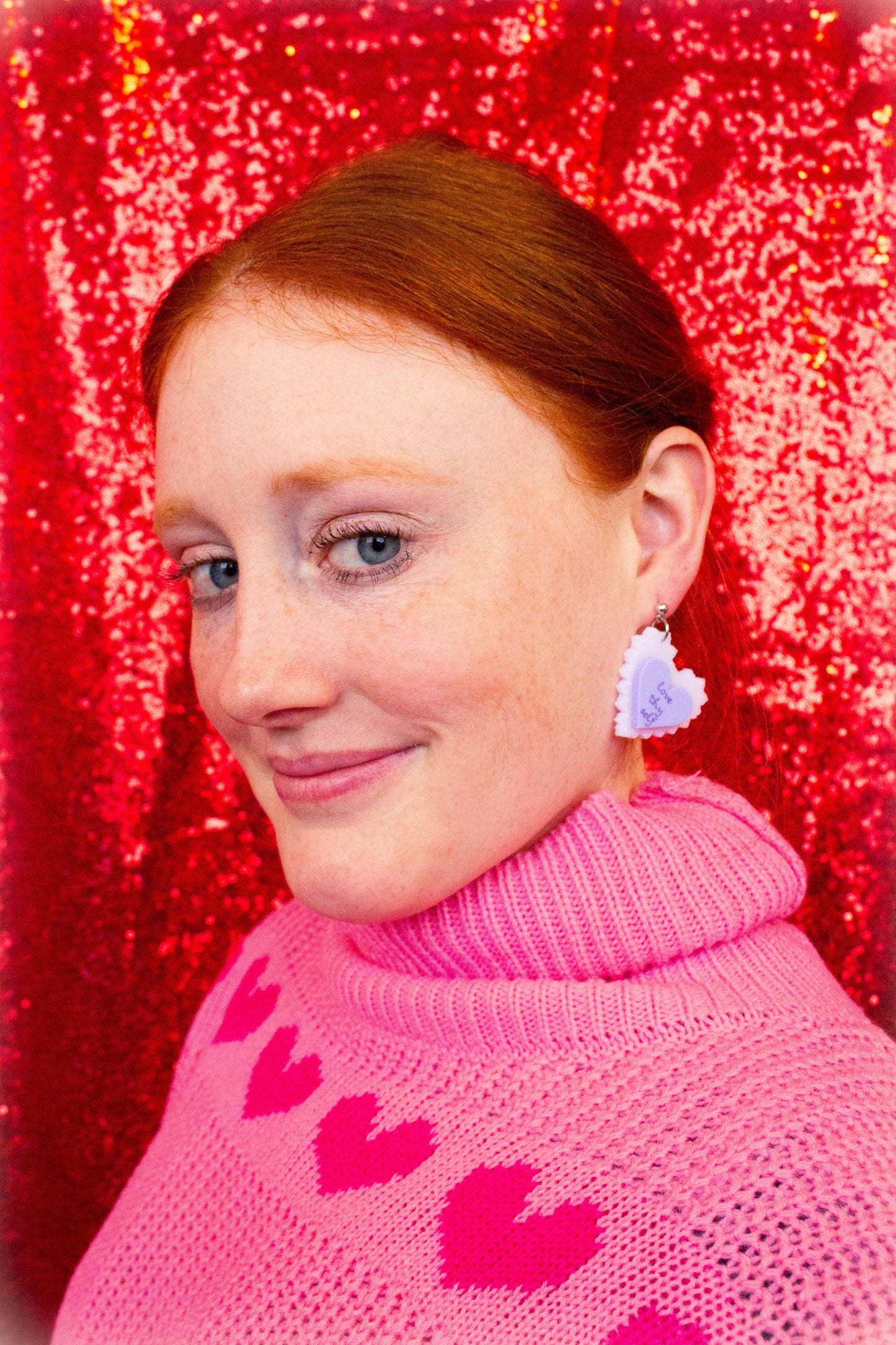 "Love Thy Self" Heart Earrings